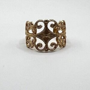 Vintage Sarah Coventry Gold Tone Filigree Adjustable Band Ring‎ Size 8